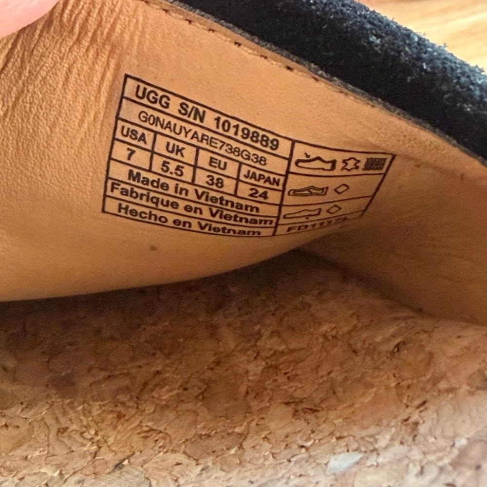 UGG Kendra Fringe Wedge Sandal in Black - Picture 6 of 7